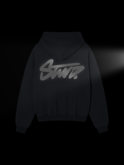 STWD REFLECTIVE OVERSIZE HOODIE DARK GREY