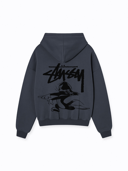 STUSSY OVERSIZE HOODIE DARK GREY